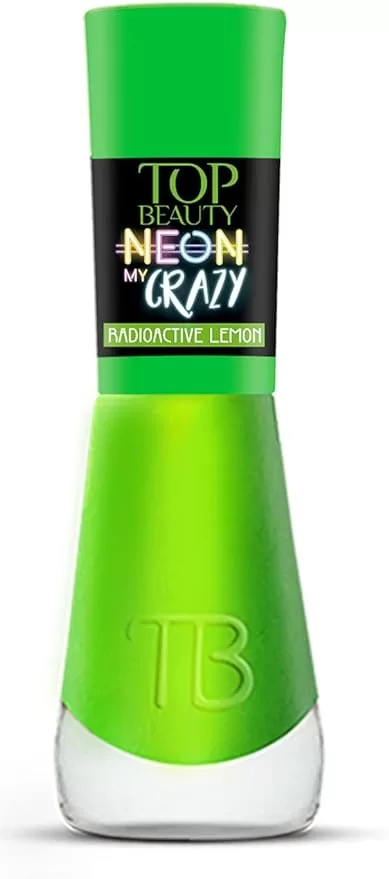 7 - Esmalte Para Unha Top Beauty Premium Cintilante Neon My Crazy - Radioactive Lemon